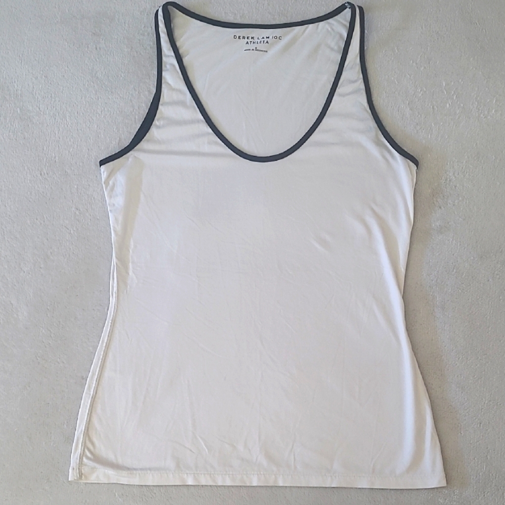 Athleta Derek Lam 10C White Tank Top Womens M Scoop Neck Stretch Activewear Gym